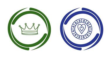 king crown and heart chip Icon vector