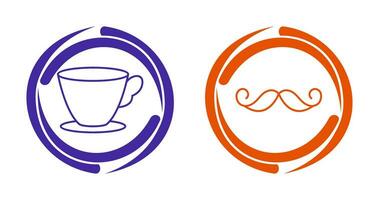 té taza y Bigote icono vector