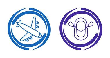 Landing Airplane and Dinghy Icon vector