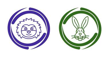 Sloth and Rabbit Icon vector