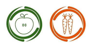 manzanas y zanahorias icono vector