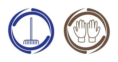 Fork picking Leaves and Gardening Gloves Icon vector