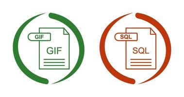 GIF and SQL Icon vector