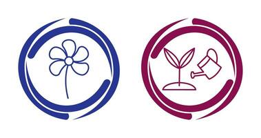 Small flowers and Growing Plant Icon vector