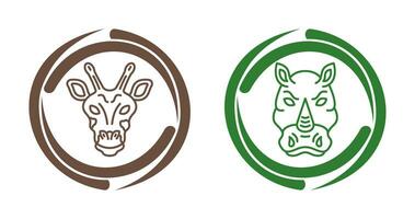 Giraffe and Rhino Icon vector