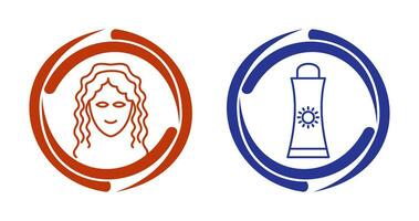 Sunblock Cream and Hair Curly Icon vector