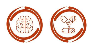 Brain and Capsule Icon vector