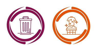 Trash Can and Laundary Icon vector