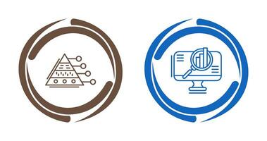 Pyramid Graph and Search Icon vector