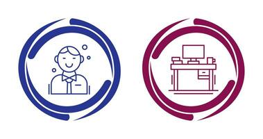 Employee and Desk Icon vector