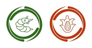 Shrimp and Dragon Fruit Icon vector