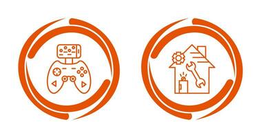 Game Controller and home repair Icon vector