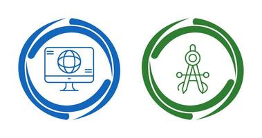 monitor and compass Icon vector