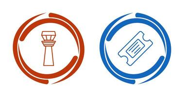 Control Tower and Ticket Icon vector