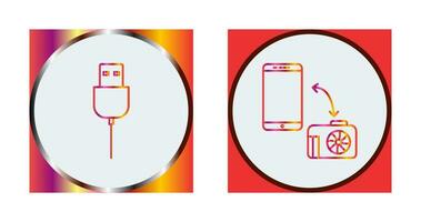 USB cable y transferir imágenes icono vector