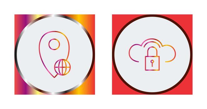 global ubicación y seguro nube icono vector