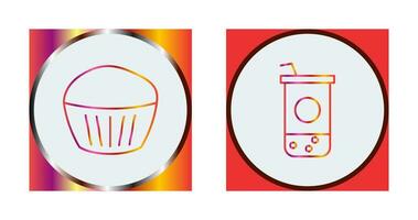 Chocolate Muffin and Chocolate Shake  Icon vector