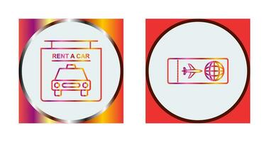 Rent a car and Plane tickets  Icon vector