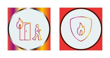 running from fire and fire shield  Icon vector