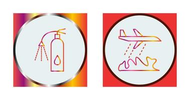 using extinguisher and firefighter plane  Icon vector