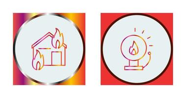 fire consuming house and fire alert  Icon vector