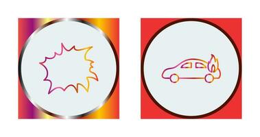 explosion and car on fire  Icon vector