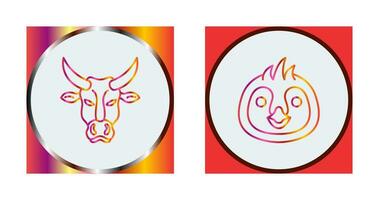 Cow and Penguin Icon vector