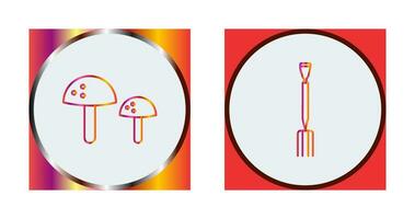 Mushrooms and Gardening Fork Icon vector