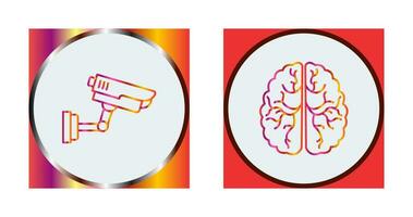 Security Camera and Brain Icon vector