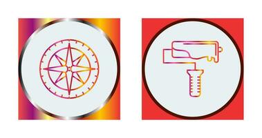 Compass and Roller Icon vector