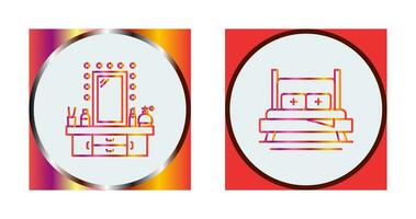 Dressing Table and Bed Icon vector