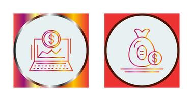 Laptop and Money Bag Icon vector