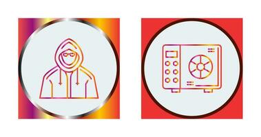 seguro caja y hacker icono vector