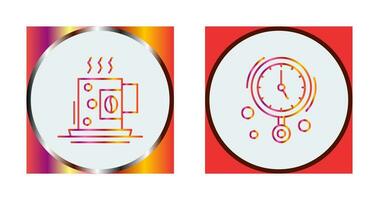 café taza y pared reloj icono vector