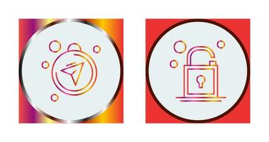 Compass and Open Lock Icon vector