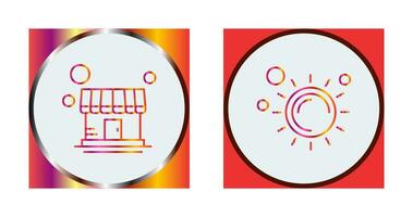 Store and Sun Icon vector