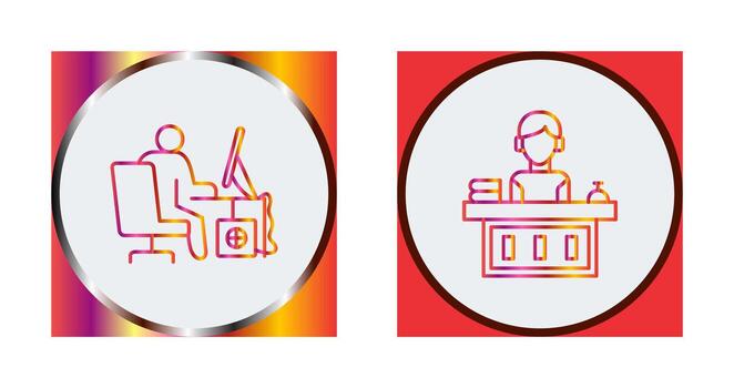 Computer Worker and Office Reception Icon vector