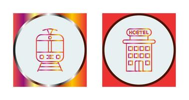 Tram and Hostel Icon vector