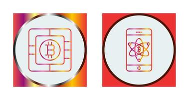 bitcoin chip y móvil icono vector