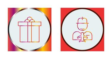 Gift Box and Worker Icon vector