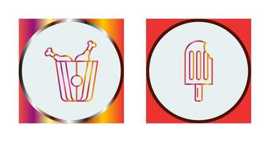 Fried Chicken and Ice Cream Icon vector