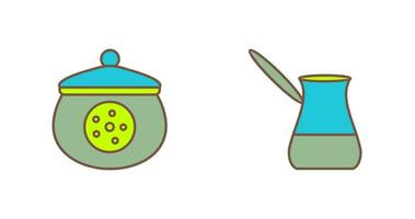 cookie jar and cezve Icon vector