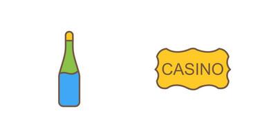 champán botella y casino firmar icono vector