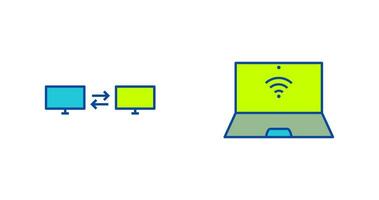 compartiendo sistema y conectado ordenador portátil icono vector