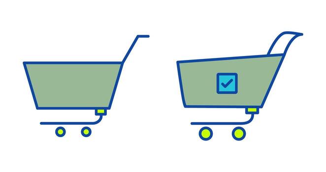 vacío carro y confirmar orden icono vector