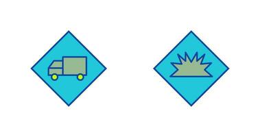 dangerous vehicle and danger of welding  Icon vector