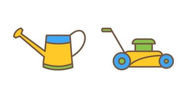 Watering tool and Lawn Mower Icon vector