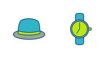 Hat and Watch Icon vector