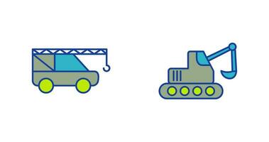 Crane and Escavator Icon vector