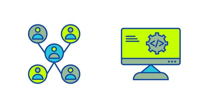 Company Network and Code Optimization Icon vector